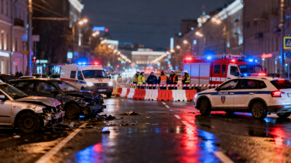 Четыре автомобиля столкнулись на КАД: движение оказалось парализовано Четыре автомобиля столкнулись на КАД: движение оказалось парализовано