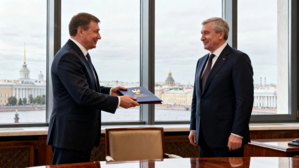 Алексей Корабельников поздравил Александра Беглова с юбилеем губернатора Алексей Корабельников поздравил Александра Беглова с юбилеем губернатора